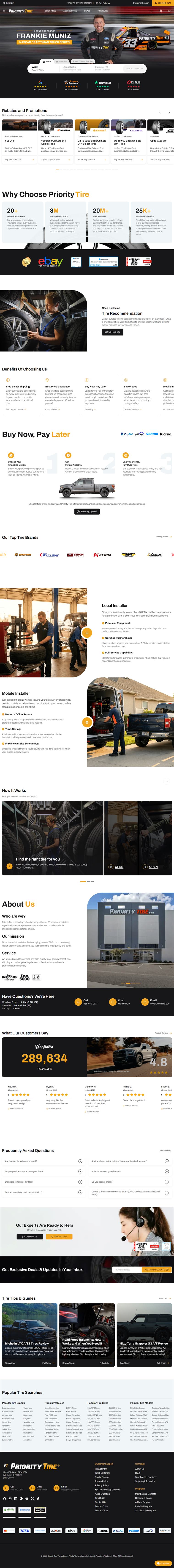 Priority Tire — US tire e-commerce store, full homepage